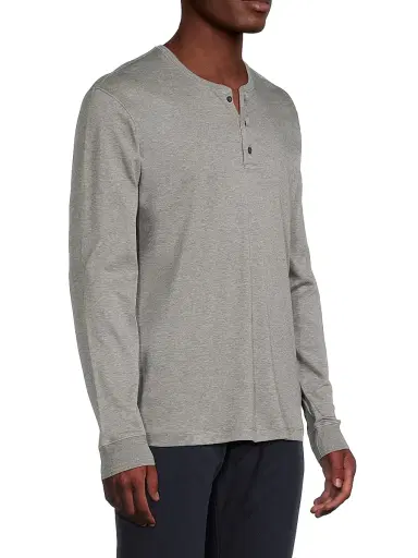 Ralph Lauren Purple Label Men's Interlock Henley Shirt - Light Grey Heather | Thumbnail 4