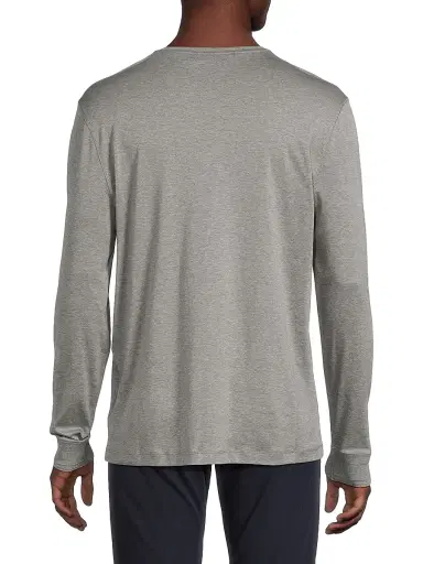 Ralph Lauren Purple Label Men's Interlock Henley Shirt - Light Grey Heather | Thumbnail 5