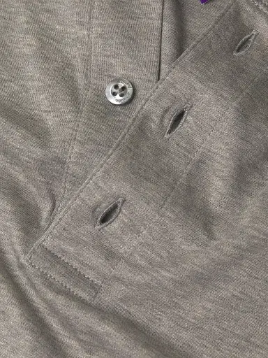 Ralph Lauren Purple Label Men's Interlock Henley Shirt - Light Grey Heather | Thumbnail 6