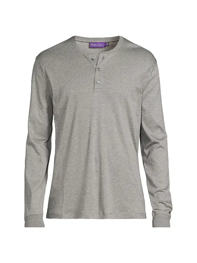 Men's Interlock Henley Shirt - Light Grey Heather