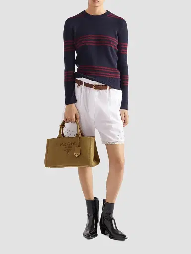 Prada Women's Jardiniere  Cotton Canvas Top Handle Bag - Brown | Thumbnail 2