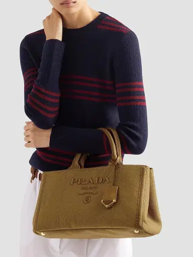Prada Women's Jardiniere  Cotton Canvas Top Handle Bag - Brown | Thumbnail 3