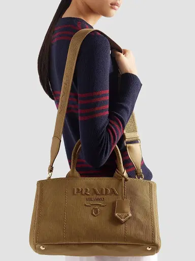 Prada Women's Jardiniere  Cotton Canvas Top Handle Bag - Brown | Thumbnail 4
