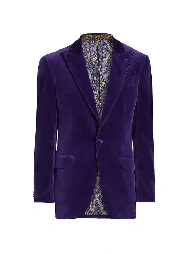 Etro Men's Stretch-Velvet Tuxedo Jacket - Blue