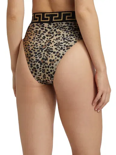 Versace Women's Leopard Print Brazilian Bikini Bottom - Natural Black Black Gold | Thumbnail 4