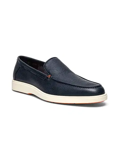 Santoni Men's Detroit Tumbled Leather Loafers - Blue - Size 12 | Thumbnail 2