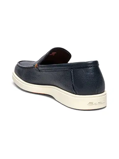 Santoni Men's Detroit Tumbled Leather Loafers - Blue - Size 12 | Thumbnail 4