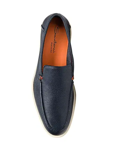 Santoni Men's Detroit Tumbled Leather Loafers - Blue - Size 12 | Thumbnail 5