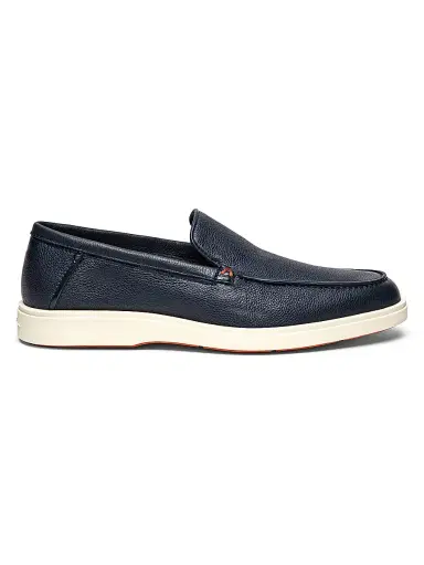 Santoni Men's Detroit Tumbled Leather Loafers - Blue - Size 12 | Thumbnail 1