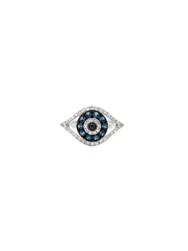 Wish Fine Jewelry 0.45ct Diamond Blue Sapphire 14K Gold Evil Eye Ring | Thumbnail 1