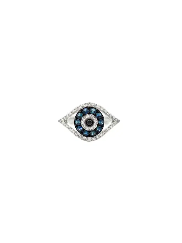 Wish Fine Jewelry 0.45ct Diamond Blue Sapphire 14K Gold Evil Eye Ring
