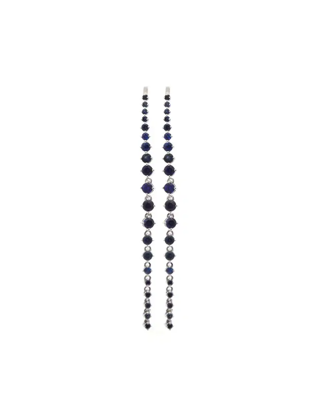 Wish Fine Jewelry 1.60ct Blue Sapphire 18K Gold Linear Cascade Earrings