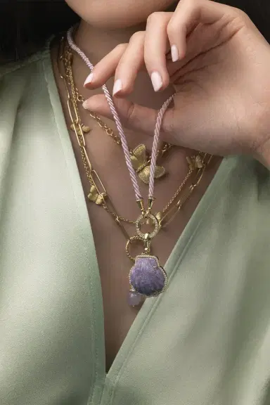 Jenna Blake Diamond Clasp Cord Necklace | Thumbnail 2