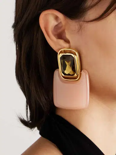 Saint Laurent Gold-tone, Crystal And Resin Clip Earrings | Thumbnail 2