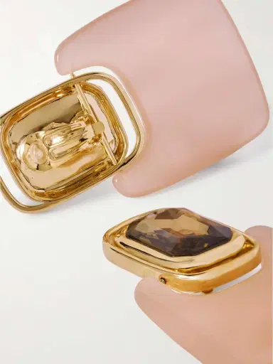 Saint Laurent Gold-tone, Crystal And Resin Clip Earrings | Thumbnail 3