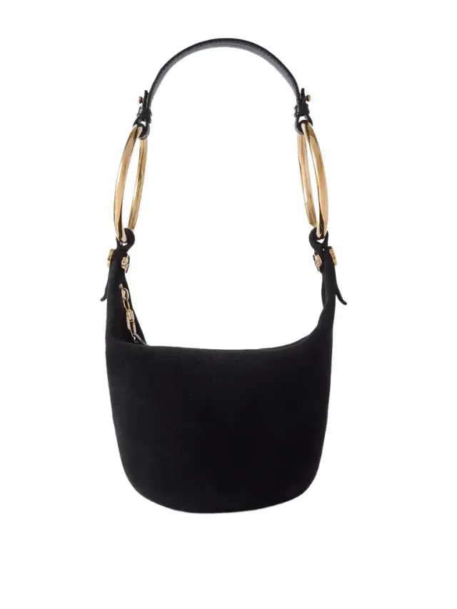 Bracelet Embellished Leather-trimmed Suede Shoulder Bag