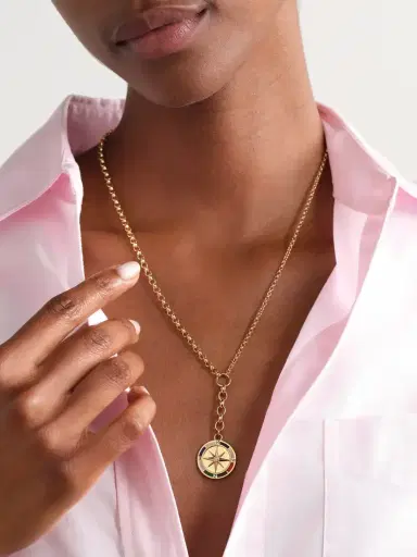 Foundrae Internal Compass 18-karat Gold, Enamel And Diamond Necklace | Thumbnail 2