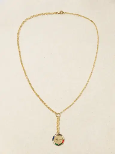Foundrae Internal Compass 18-karat Gold, Enamel And Diamond Necklace | Thumbnail 4