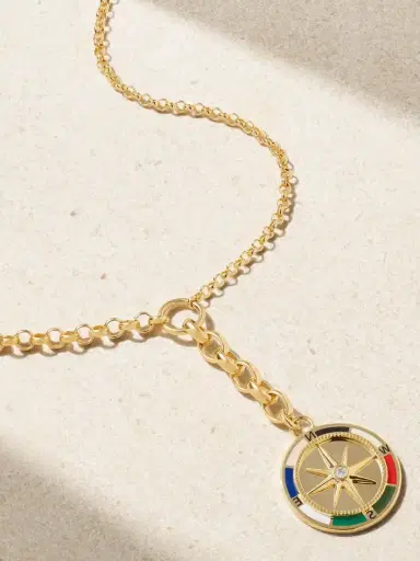 Foundrae Internal Compass 18-karat Gold, Enamel And Diamond Necklace | Thumbnail 1