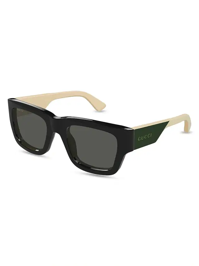 Gucci Men's Oblique 52MM Square Sunglasses - Grey Black Multi