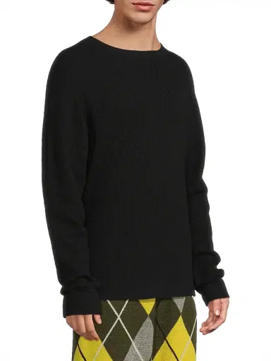 The Elder Statesman Men's Heavy Cashmere-Silk Crewneck Sweater - Black - Size Medium | Thumbnail 4