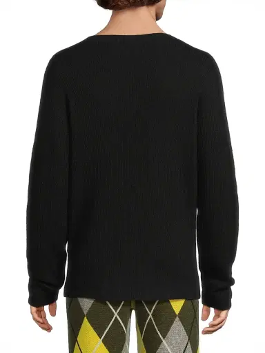 The Elder Statesman Men's Heavy Cashmere-Silk Crewneck Sweater - Black - Size Medium | Thumbnail 5