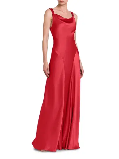 Alberta Ferretti Women's Satin Cut-Out Cowlneck Gown | Thumbnail 2 Alberta Ferretti Women's Satin Cut-Out Cowlneck Gown | Thumbnail 2
