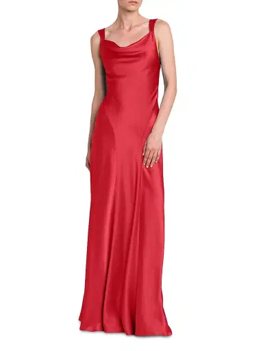 Alberta Ferretti Women's Satin Cut-Out Cowlneck Gown | Thumbnail 3 Alberta Ferretti Women's Satin Cut-Out Cowlneck Gown | Thumbnail 3
