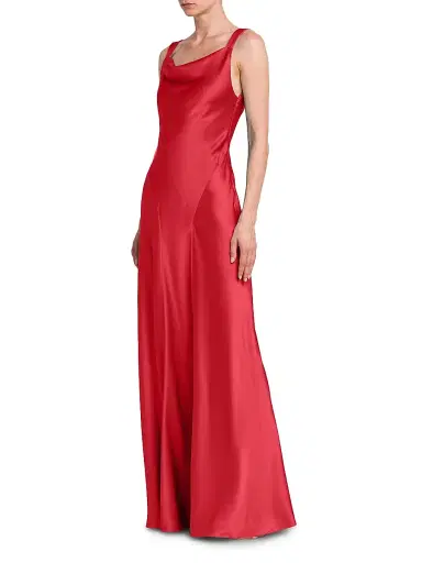 Alberta Ferretti Women's Satin Cut-Out Cowlneck Gown | Thumbnail 4 Alberta Ferretti Women's Satin Cut-Out Cowlneck Gown | Thumbnail 4