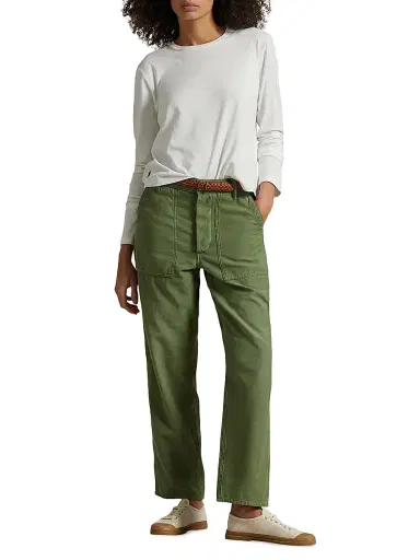 Polo Ralph Lauren Women's Ricky Sateen Straight-Leg Pants - Olive | Thumbnail 2
