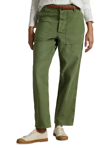 Polo Ralph Lauren Women's Ricky Sateen Straight-Leg Pants - Olive | Thumbnail 3