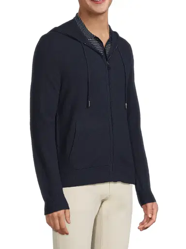 Ralph Lauren Purple Label Men's Wool-Cashmere Hooded Full-Zip Sweater | Thumbnail 4 Ralph Lauren Purple Label Men's Wool-Cashmere Hooded Full-Zip Sweater | Thumbnail 4