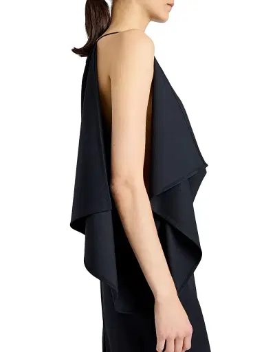 Proenza Schouler Women's Elena Wool Gabardine Draped Midi-Dress - Black | Thumbnail 5
