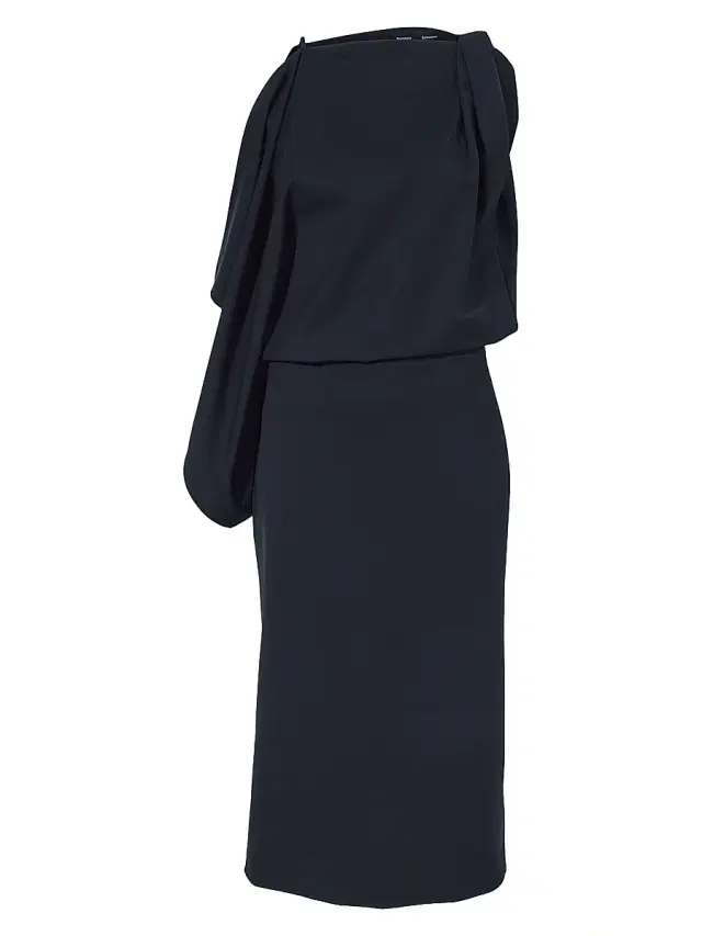 Proenza Schouler Women's Elena Wool Gabardine Draped Midi-Dress - Black