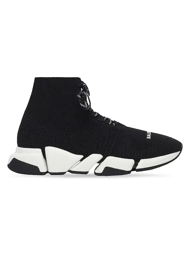 Balenciaga Women's Speed 2.0 Lace-up Sneakers - Black White
