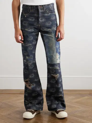 KAPITAL Speakeasy Slim-Fit Flared Printed Distressed Jeans - Men | Thumbnail 3 KAPITAL Speakeasy Slim-Fit Flared Printed Distressed Jeans - Men | Thumbnail 3