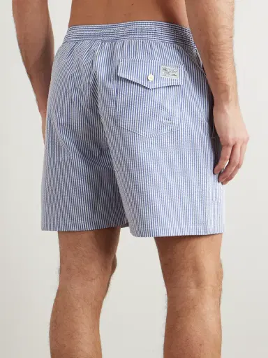 Polo Ralph Lauren Traveler Straight-Leg Mid-Length Striped Cotton-Blend Seersucker Swim Shorts - Men | Thumbnail 3 Polo Ralph Lauren Traveler Straight-Leg Mid-Length Striped Cotton-Blend Seersucker Swim Shorts - Men | Thumbnail 3