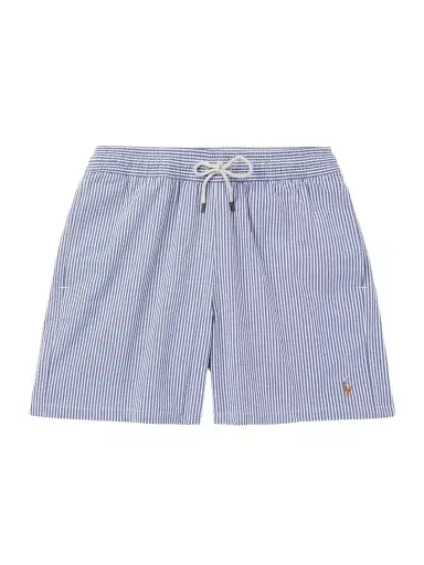 Polo Ralph Lauren Traveler Straight-Leg Mid-Length Striped Cotton-Blend Seersucker Swim Shorts - Men | Thumbnail 1 Polo Ralph Lauren Traveler Straight-Leg Mid-Length Striped Cotton-Blend Seersucker Swim Shorts - Men | Thumbnail 1