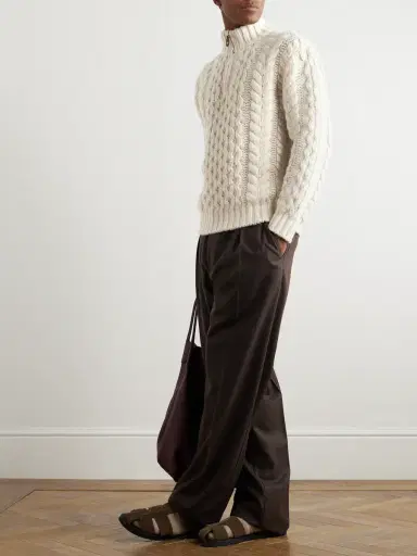Loro Piana Valduggia Cable-Knit Cashmere Half-Zip Sweater - Men | Thumbnail 2 Loro Piana Valduggia Cable-Knit Cashmere Half-Zip Sweater - Men | Thumbnail 2