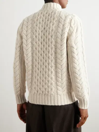 Loro Piana Valduggia Cable-Knit Cashmere Half-Zip Sweater - Men | Thumbnail 4 Loro Piana Valduggia Cable-Knit Cashmere Half-Zip Sweater - Men | Thumbnail 4