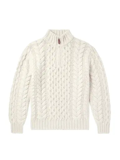 Loro Piana Valduggia Cable-Knit Cashmere Half-Zip Sweater - Men | Thumbnail 1 Loro Piana Valduggia Cable-Knit Cashmere Half-Zip Sweater - Men | Thumbnail 1