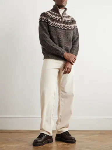 Loro Piana Fair Isle Cashmere and Silk-Blend Half-Zip Sweater - Men | Thumbnail 2 Loro Piana Fair Isle Cashmere and Silk-Blend Half-Zip Sweater - Men | Thumbnail 2