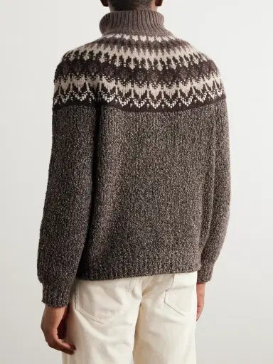 Loro Piana Fair Isle Cashmere and Silk-Blend Half-Zip Sweater - Men | Thumbnail 3 Loro Piana Fair Isle Cashmere and Silk-Blend Half-Zip Sweater - Men | Thumbnail 3