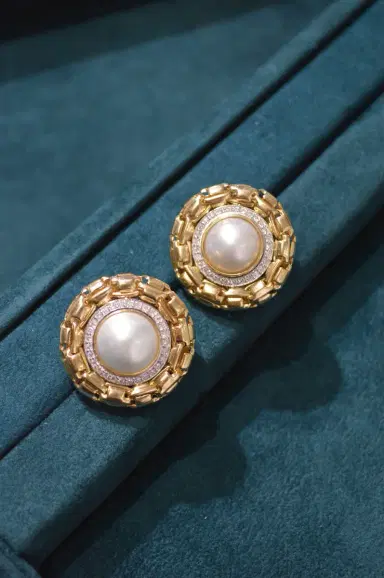 Wish Fine Jewelry 0.75ct Diamond Pearl 14K Gold Statement Stud Earrings | Thumbnail 2 Wish Fine Jewelry 0.75ct Diamond Pearl 14K Gold Statement Stud Earrings | Thumbnail 2