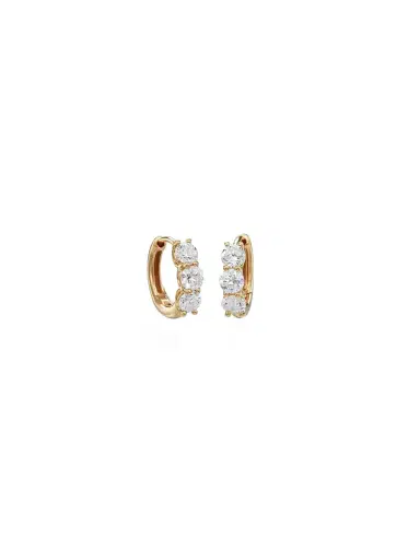Wish Fine Jewelry 1.20ct Diamond 14K Gold Huggie Hoop Earrings | Thumbnail 2 Wish Fine Jewelry 1.20ct Diamond 14K Gold Huggie Hoop Earrings | Thumbnail 2