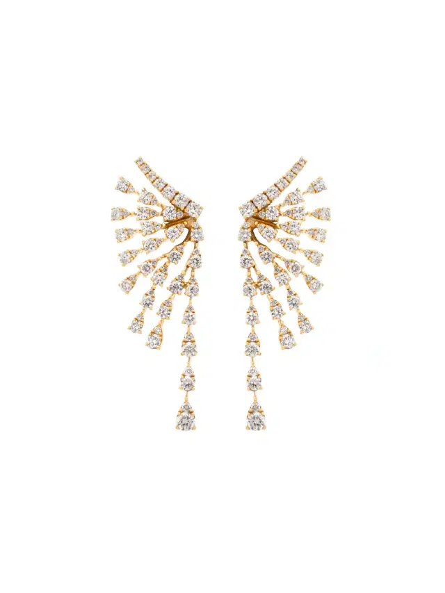 Wish Fine Jewelry 4.03ct Diamond 18K Gold Cascade Graduated Earrings