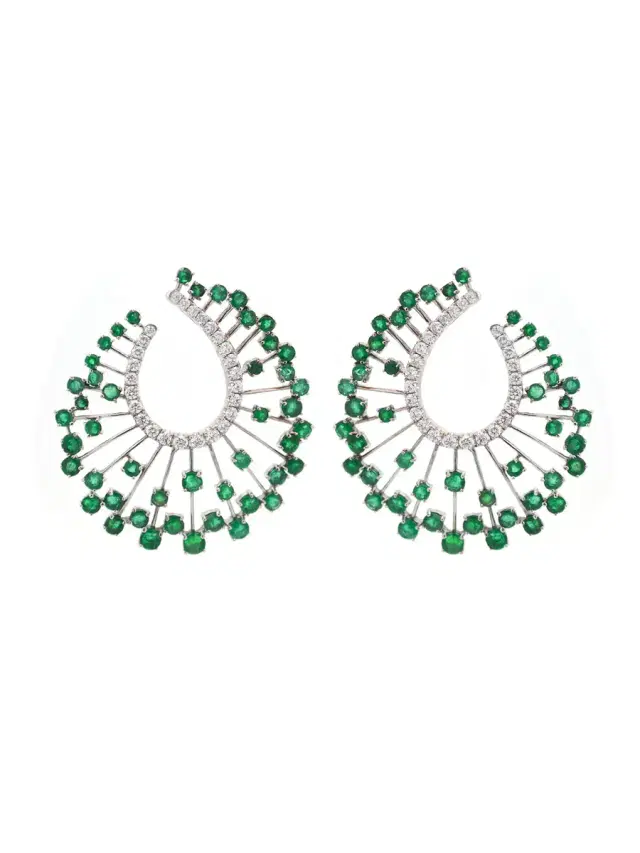 Wish Fine Jewelry 6.04ct Emerald Diamond 18K Gold Pear Halo Earrings