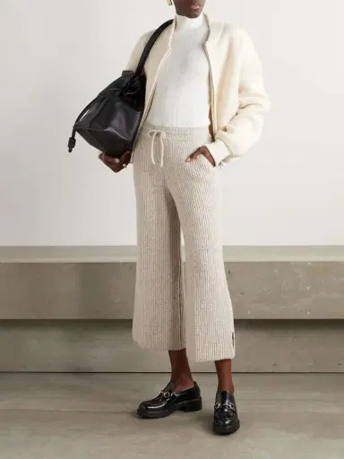Loro Piana Valduggia Cropped Ribbed Cashmere Wide-leg Pants | Thumbnail 2 Loro Piana Valduggia Cropped Ribbed Cashmere Wide-leg Pants | Thumbnail 2