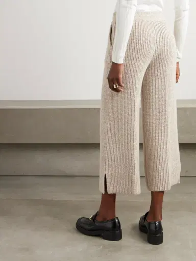 Loro Piana Valduggia Cropped Ribbed Cashmere Wide-leg Pants | Thumbnail 3 Loro Piana Valduggia Cropped Ribbed Cashmere Wide-leg Pants | Thumbnail 3