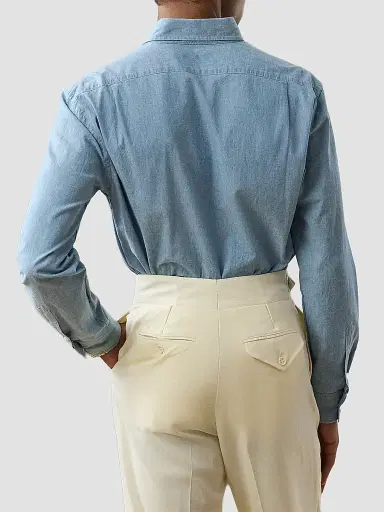 Ralph Lauren Purple Label Men's Washed Chambray Shirt - Medium Bermuda Wash - Size XXL | Thumbnail 3 Ralph Lauren Purple Label Men's Washed Chambray Shirt - Medium Bermuda Wash - Size XXL | Thumbnail 3